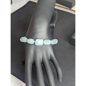 JTV Aquamarine bracelet - Large Gemstones, Magnetic Clasp, 8 inch